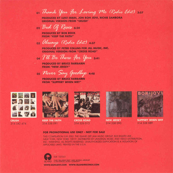 Bon Jovi – The Love Songs (CD ALBUM) (PROMO)