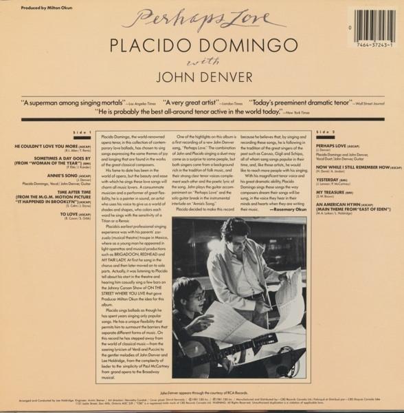 Placido Domingo With John Denver ‎– Perhaps Love