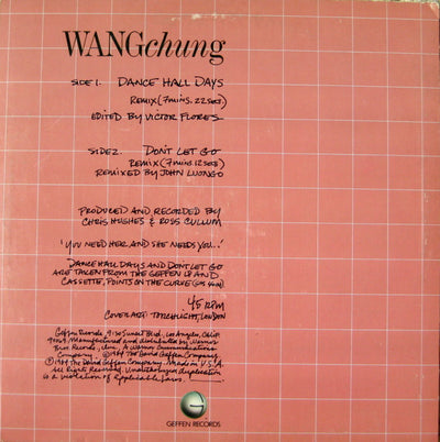 Wang Chung ‎– Dance Hall Days & Don't Let Go-12", 45 RPM