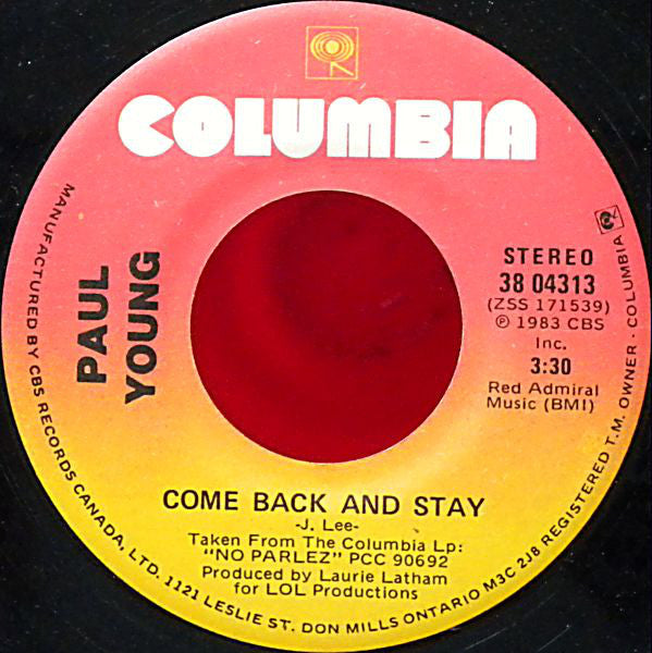 Paul Young ‎– Come Back And Stay (7" 45 RPM)