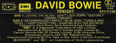 David Bowie – Tonight (Cassette)