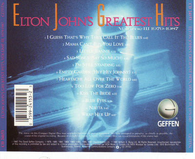 Elton John – Greatest Hits Volume III 1979-1987 (CD ALBUM)
