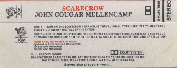 John Cougar Mellencamp – Scarecrow (CASSETTE)