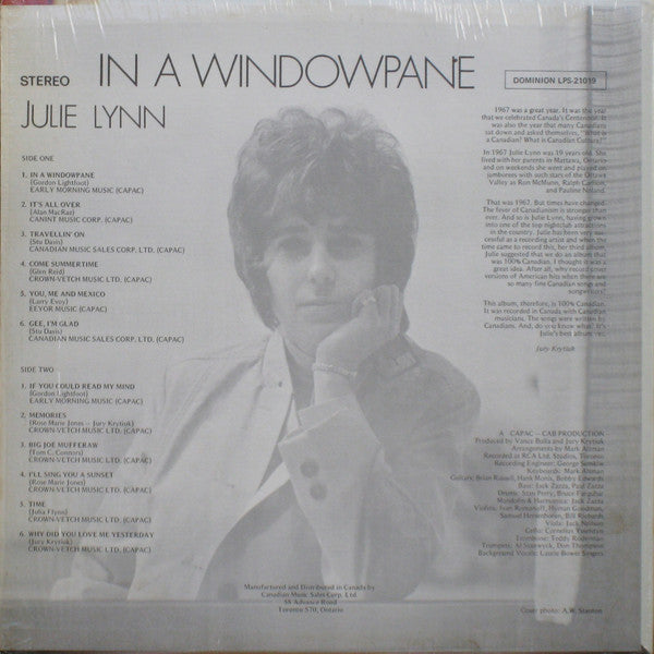 Julie Lynn ‎– In A Windowpane