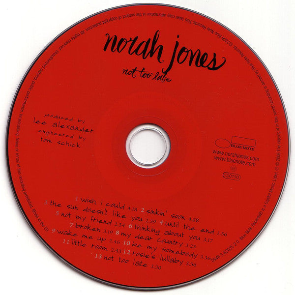 Norah Jones ‎– Not Too Late (CD Album)