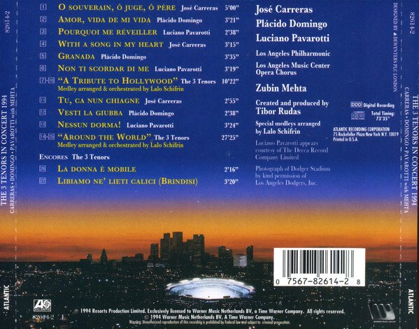 Carreras - Domingo - Pavarotti With Mehta – The 3 Tenors In Concert 1994 (CD ALBUM)
